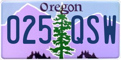 OR license plate 025QSW