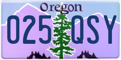 OR license plate 025QSY