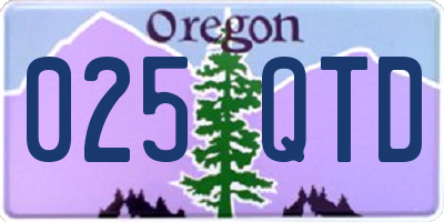 OR license plate 025QTD