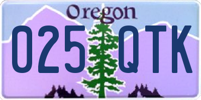 OR license plate 025QTK