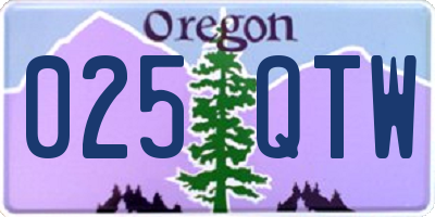 OR license plate 025QTW