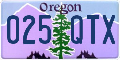 OR license plate 025QTX