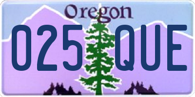 OR license plate 025QUE
