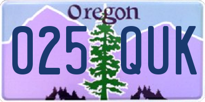 OR license plate 025QUK