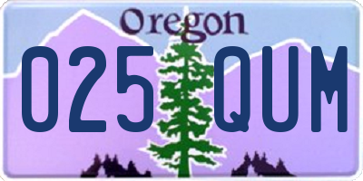OR license plate 025QUM