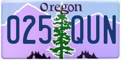 OR license plate 025QUN