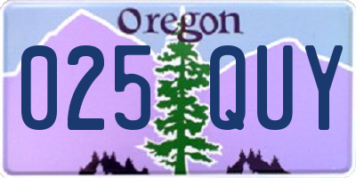 OR license plate 025QUY