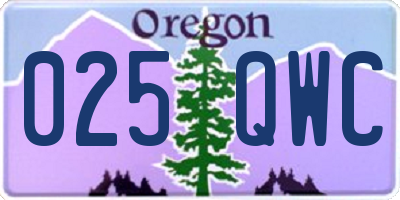 OR license plate 025QWC