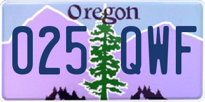 OR license plate 025QWF