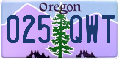 OR license plate 025QWT