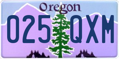 OR license plate 025QXM