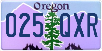 OR license plate 025QXR