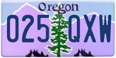 OR license plate 025QXW