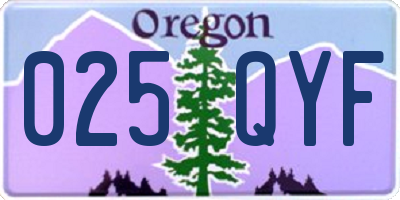 OR license plate 025QYF