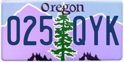 OR license plate 025QYK