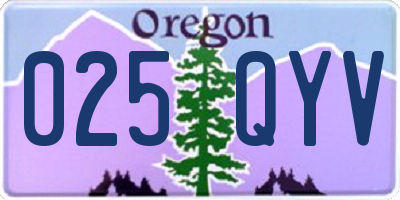 OR license plate 025QYV