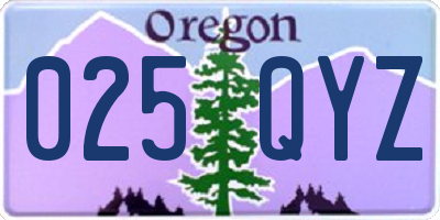 OR license plate 025QYZ