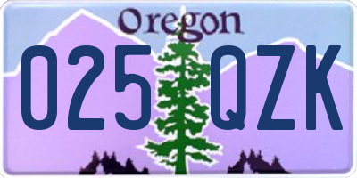 OR license plate 025QZK