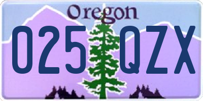 OR license plate 025QZX