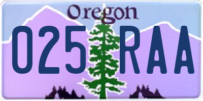 OR license plate 025RAA