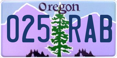 OR license plate 025RAB