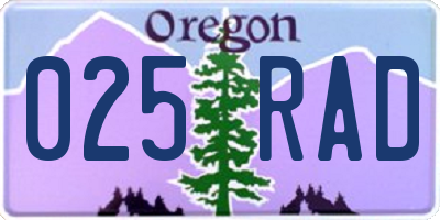 OR license plate 025RAD