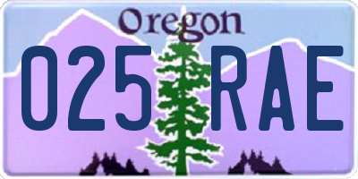 OR license plate 025RAE