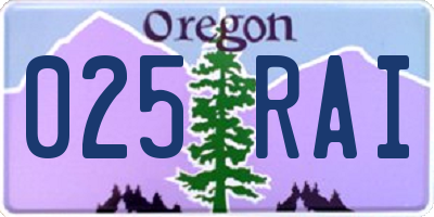 OR license plate 025RAI