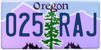 OR license plate 025RAJ