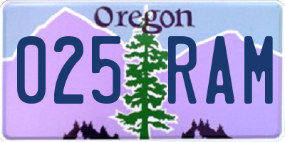 OR license plate 025RAM