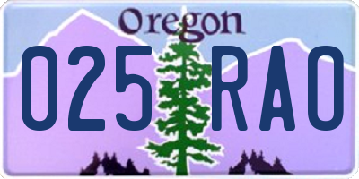 OR license plate 025RAO