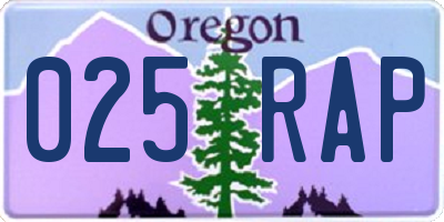 OR license plate 025RAP