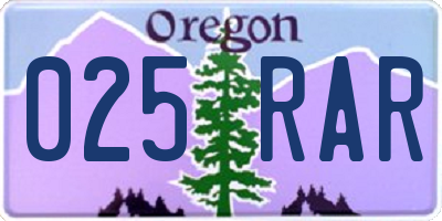 OR license plate 025RAR