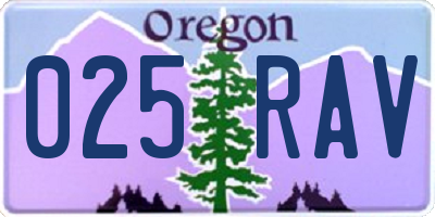 OR license plate 025RAV