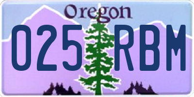 OR license plate 025RBM