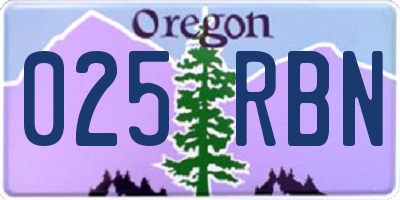 OR license plate 025RBN