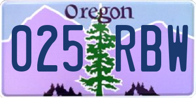 OR license plate 025RBW