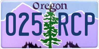 OR license plate 025RCP
