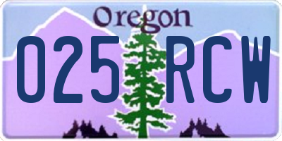 OR license plate 025RCW