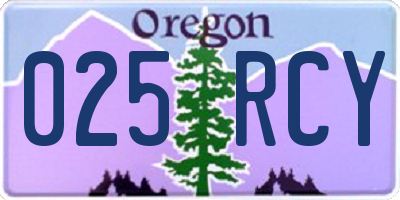 OR license plate 025RCY