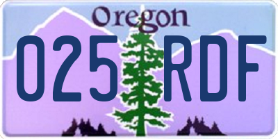 OR license plate 025RDF