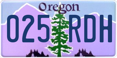 OR license plate 025RDH