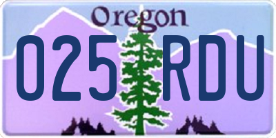 OR license plate 025RDU