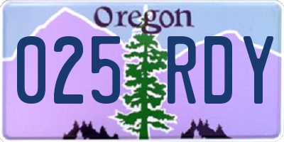 OR license plate 025RDY