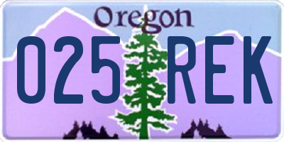 OR license plate 025REK