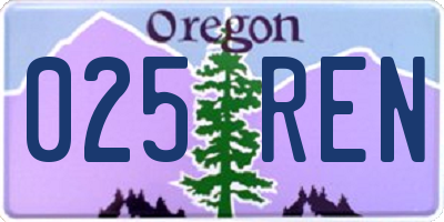 OR license plate 025REN