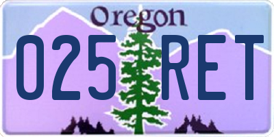 OR license plate 025RET