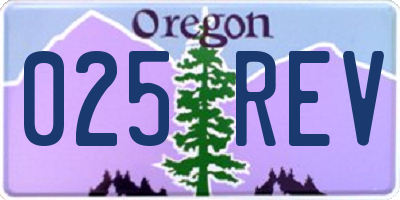 OR license plate 025REV