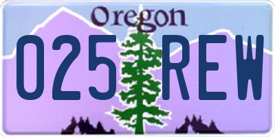 OR license plate 025REW