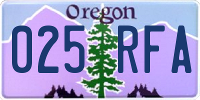 OR license plate 025RFA